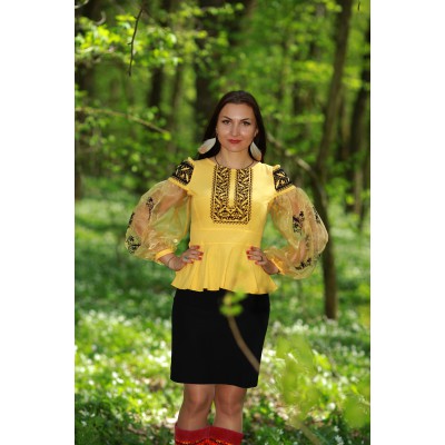 Embroidered blouse "Black&Yellow" 